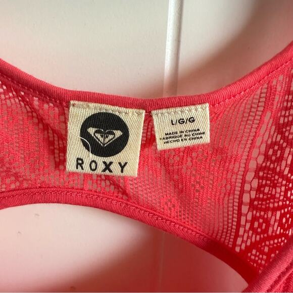 Roxy Womens Sundress Sz L Bright Coral Lace Back Cut Out Take Me Away NEW - Picture 5 of 6